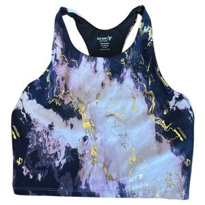 Old Navy Girls Active Crop Top – Purple & Gold Marble – Size XL (14–16)